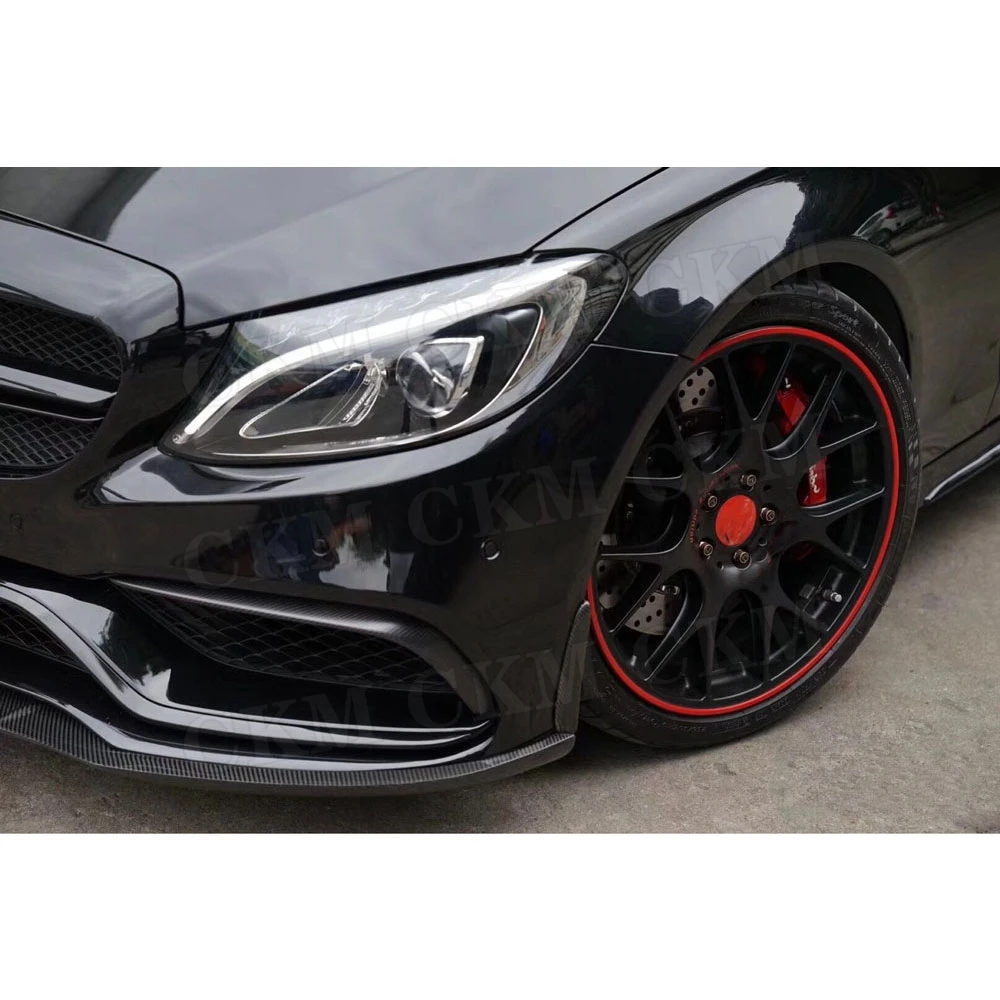 Передний спойлер из углеродного волокна с боковыми пластинами для Benz W205 C205 C63 C63s