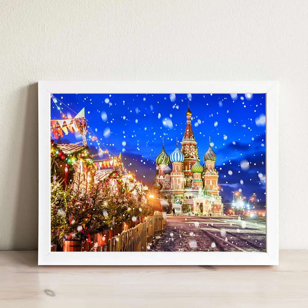 Allenjoy зимние парусиновые краски русская история замок площадь снежные настенные