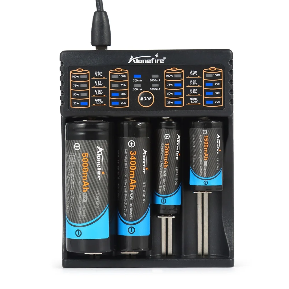 Зарядное устройство USB AloneFire MC104 1 2 в 3 7 85 В AA/AAA 18650 26650 14500 16340 умное зарядное для