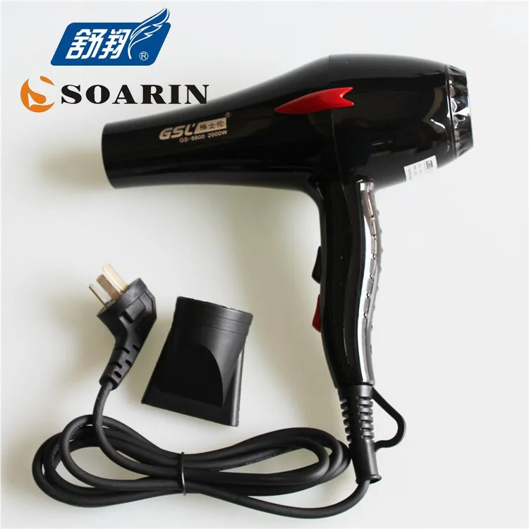 SOARIN Barber shop professional high power black hair dryer equipment for hair salon professional blow dryer Home hot/cold air