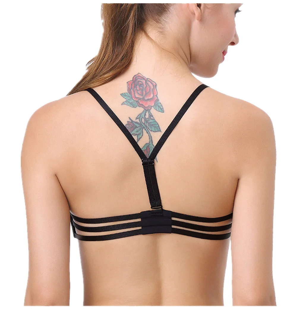 50 pcs / lot Invisible Front Closure Bras for Women Y-line Straps Super Push Up Bralette Sexy Underwear Seamless Adhesive Bra