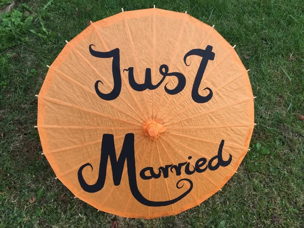 

[ Fly Eagle ]100 X Just Married Paper Parasol for Wedding - Color Choose: Red, Blue, Black,Yellow, White,Pink,Green32" Diameter