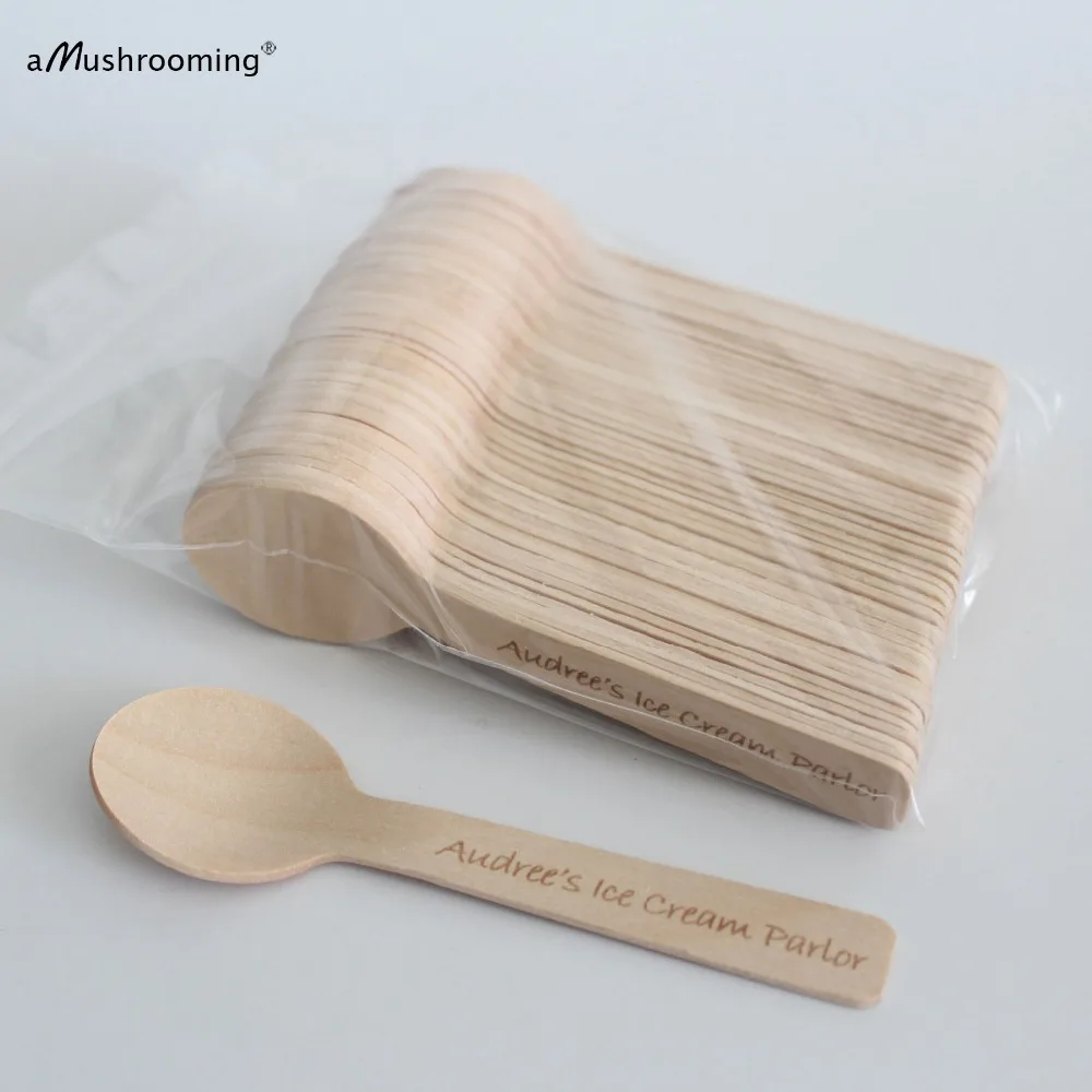 

Laser Engraved Wooden Mini Spoons for Handmade Ice Cream Cake Desserts Small Biodegradable coffee spoons tea spoons