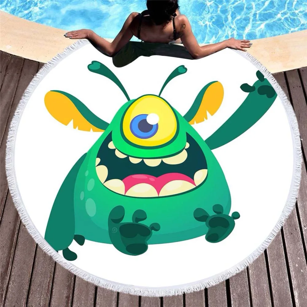 Cartoon Dinosaur Printing Beach Towels Round Microfiber Bath Cute Animal Yoga Outdoor Picnic Mat Swimsuit Sports Towel's |