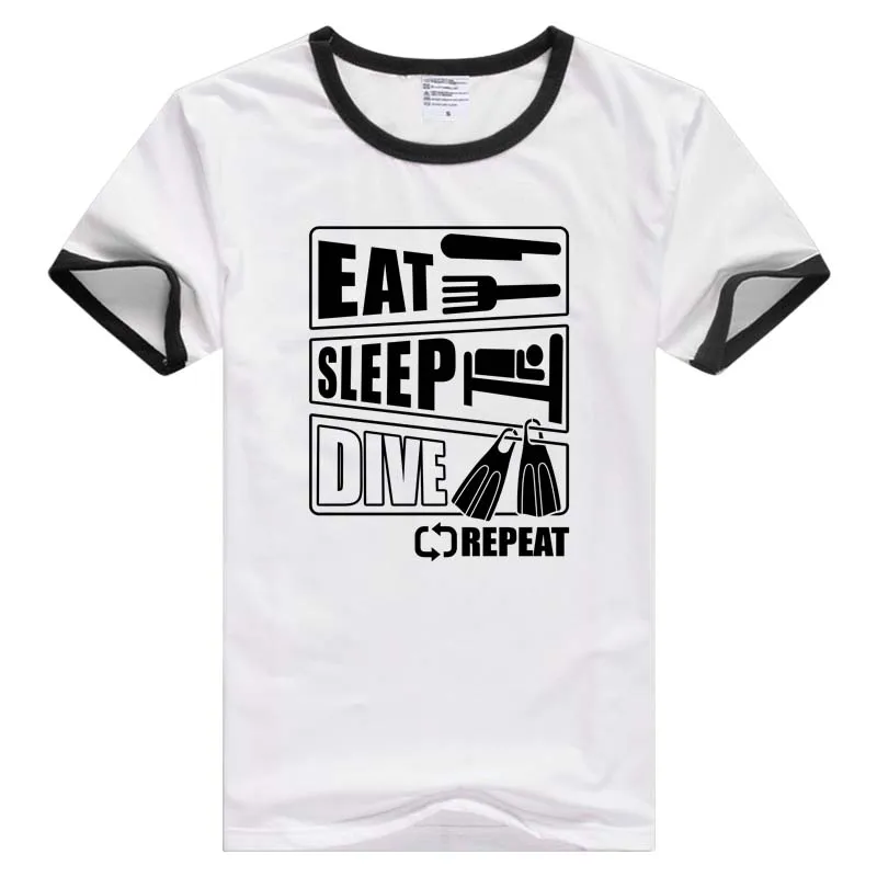 Eat Sleep Dive Repeat повседневная мужская и женская футболка с коротким рукавом удобная