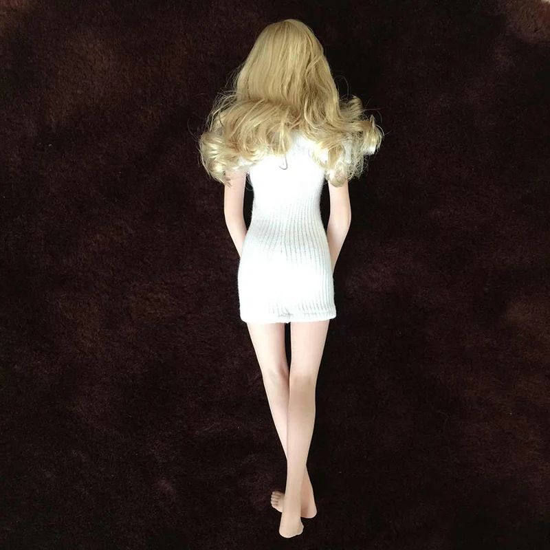 

1/6 Knitted Off Shoulder Short White Dress Model for 12''Bodies