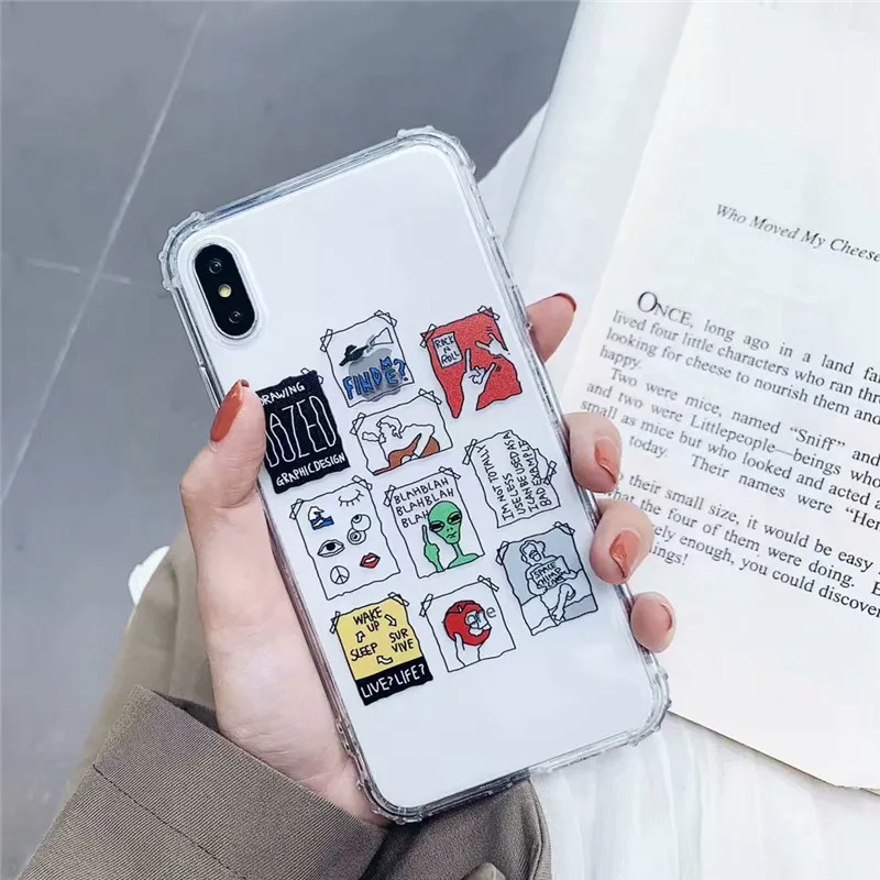 Креативный узор задняя крышка чехлы для телефонов iPhone 8 7 6 6s Plus прозрачный мягкий