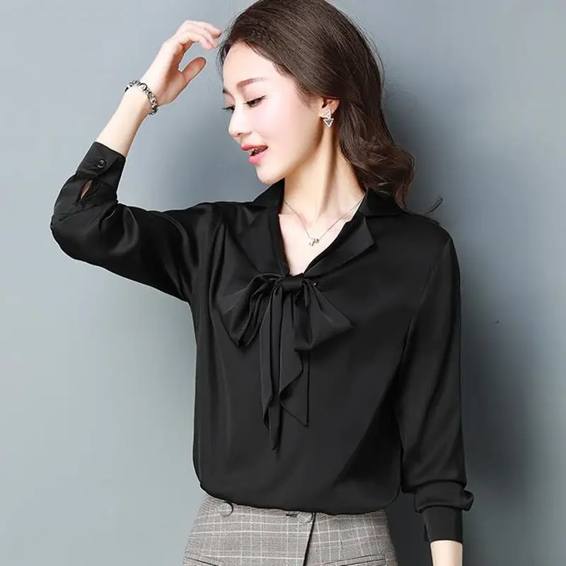 Женская офисная блузка TEXIWAS элегантная Свободная с галстуком-бабочкой