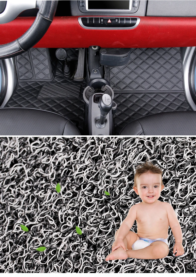 Lsrtw2017 волокна кожи салона автомобиля коврик ковер для smart fortwo 2008 2009 2010 2011 2012 2013