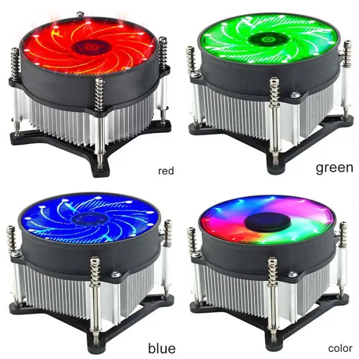 Кулер для процессора вентилятор охлаждения светодиодный RGB 3Pin вентилятор Радиатор Поддержка Intel 115X серии@ JH