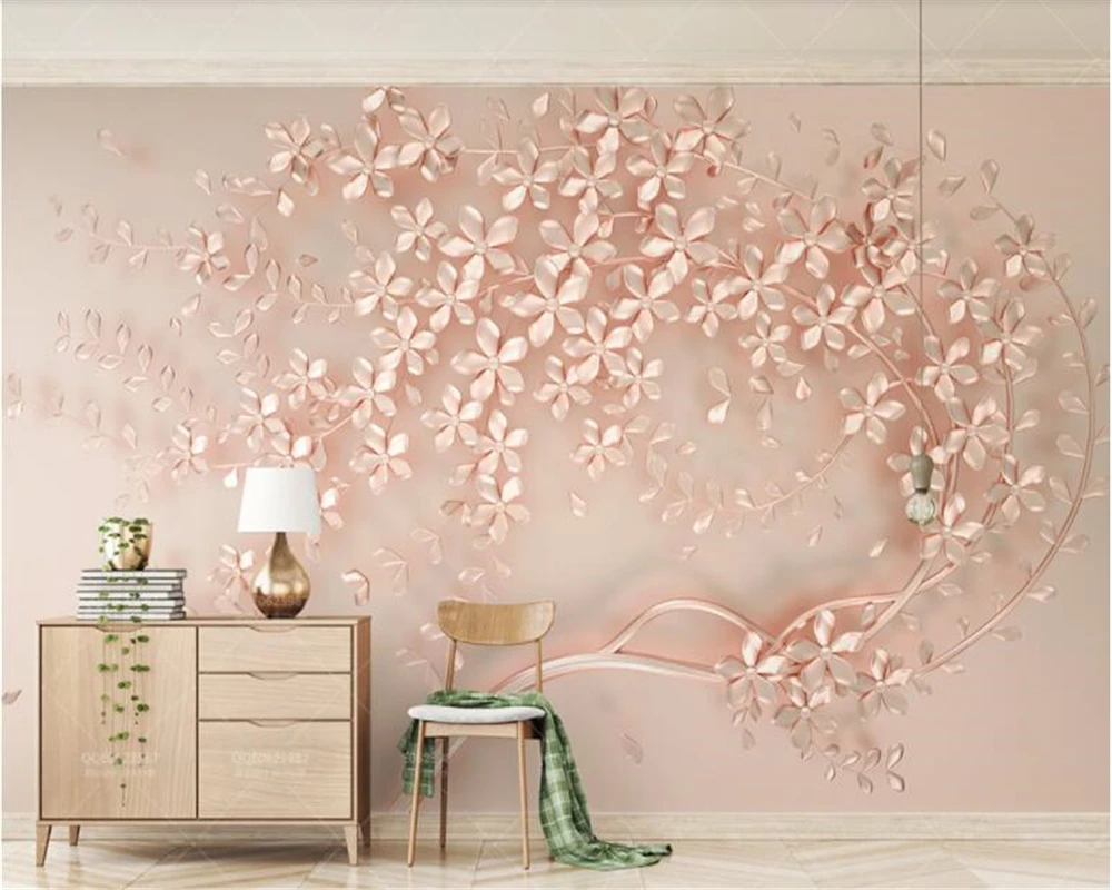 beibehang papel de parede Luxurious and elegant 3D new flowers rose gold TV background wall hudas beauty wallpaper tapiz | Обустройство