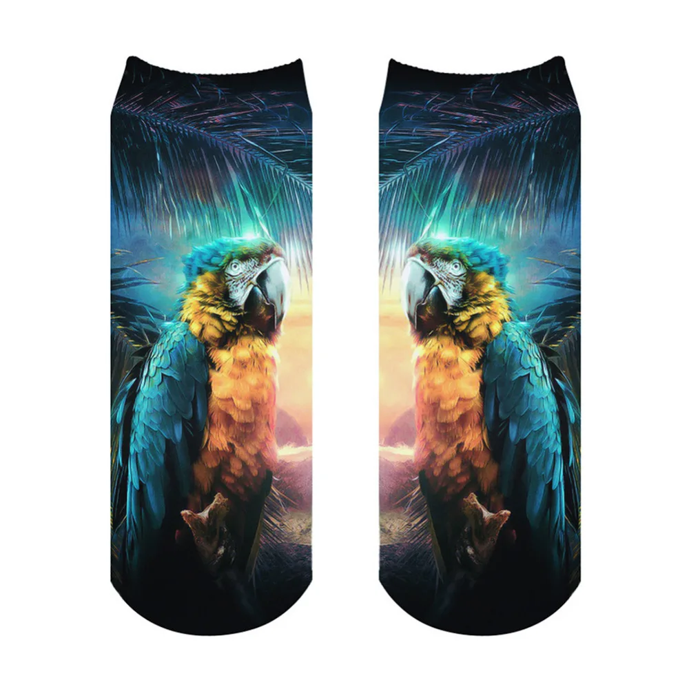 Носки для взрослых модные 3D носки с принтом попугая подарки повседневные