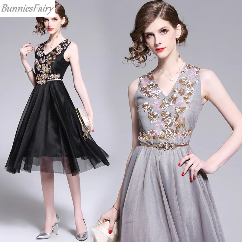 BunniesFairy/2019 летнее женское платье принцессы с цветочной вышивкой и бисером