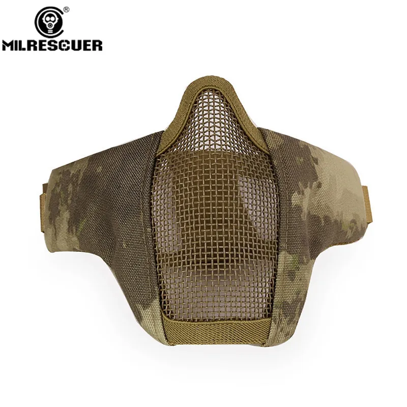 MILRESCUER New Tactical Airsoft Mask Half Lower Face Metal Steel Net Hunting Protective Prop For Paintball Military Party CS |