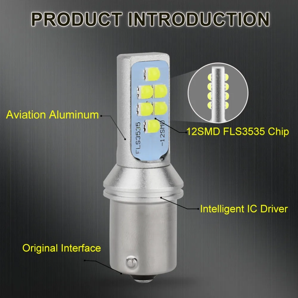 2Pcs 1156 BAU15S PY21W LED Bulb 12 3535SMD 6000K White Yellow Amber Red Car Turn Signal Lamp Brake Tail Light Auto 12V | Автомобили и