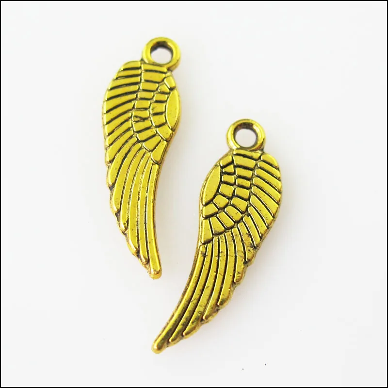 Новый 80 шт. золото под старину Цвет крошечные крылья Подвески 5x17mm | Украшения и