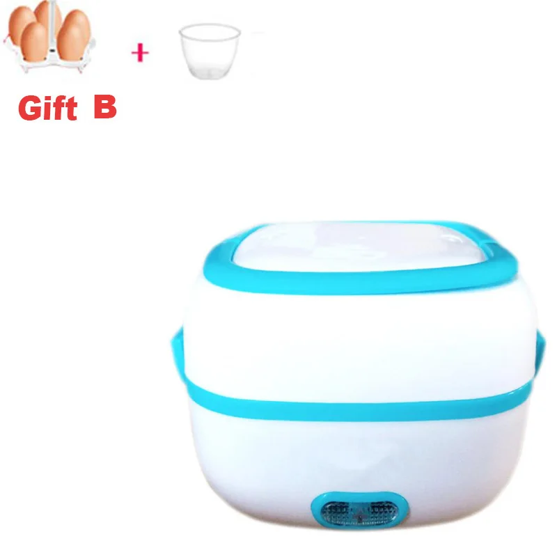 Blue-gift B 110 V/220 V Мини электрическая плита риса Плита 1.2L Многофункциональный Коробки для обедов Портативный Еда нагрева пароход сохранение тепла Пособия по кулинарии горшок - Цвет: Blue-gift B