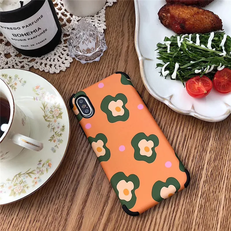 JIBAN чистая Красный Ретро Цветы Чехол для телефона Iphone Xs Max/XR X Роскошные Твердый
