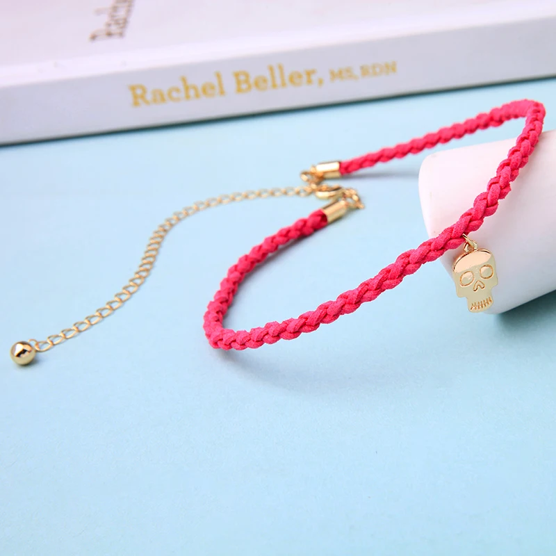 Череп талисманы многослойное ожерелье красная замша регулируемые цепочки в