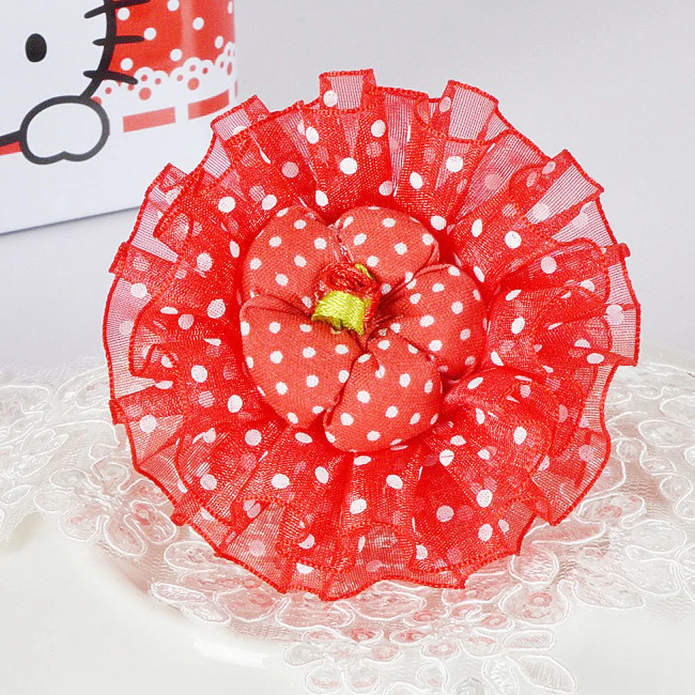 Заколка для волос в горошек с цветами и оборками 2 шт.|accessories fashion|fashion accessorieshair clip