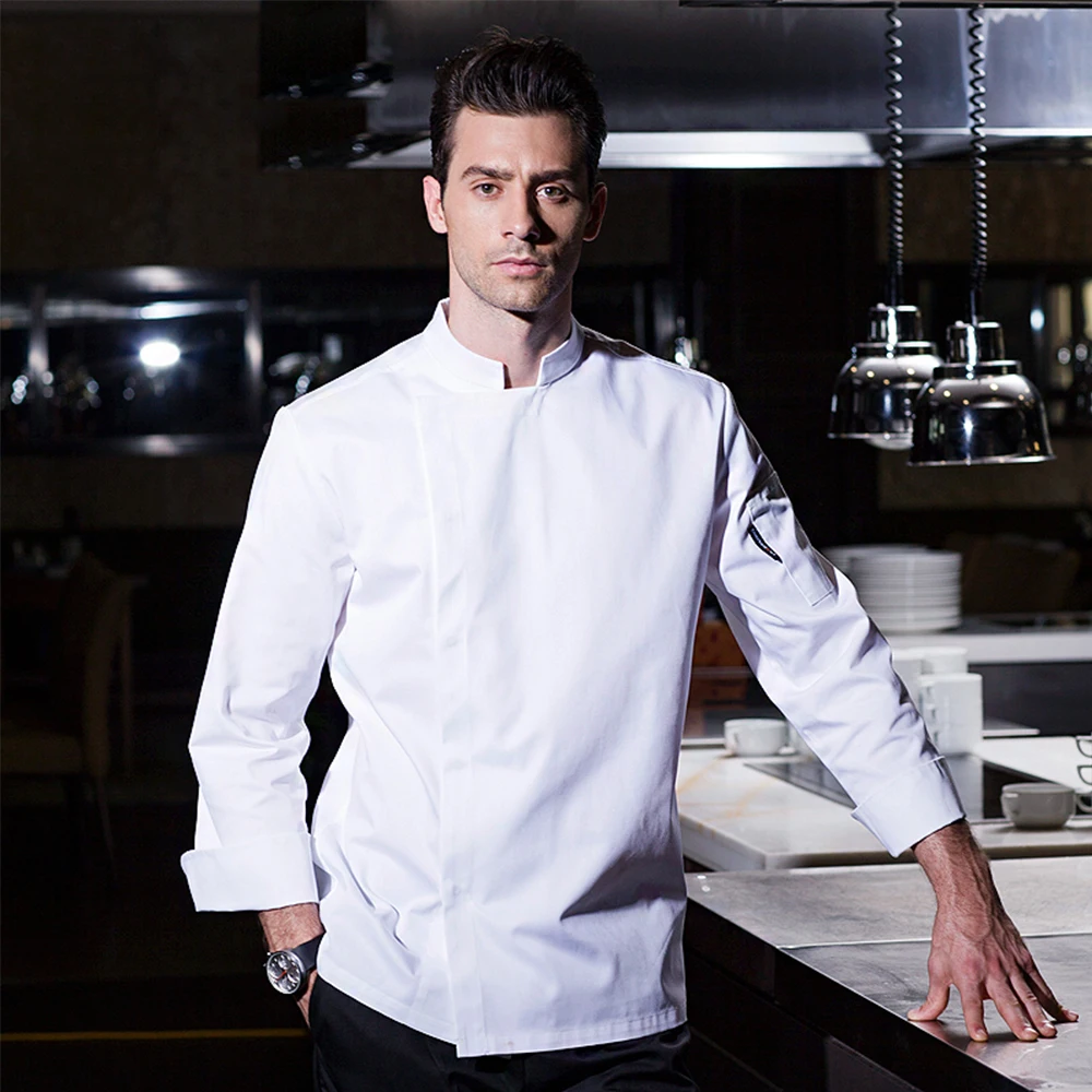 

Breathable Restaurant Chef Coat White Long Sleeve Chef Restaurant Uniform Chef Cook Jacket Catering Waiter Coat Work Uniforms