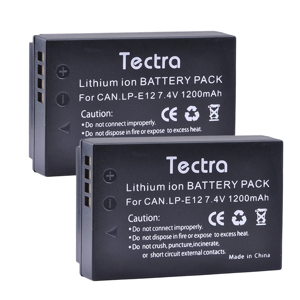 Tectra 2 шт. LP E12 сменный литий ионный аккумулятор + ЖК USB двойное зарядное устройство