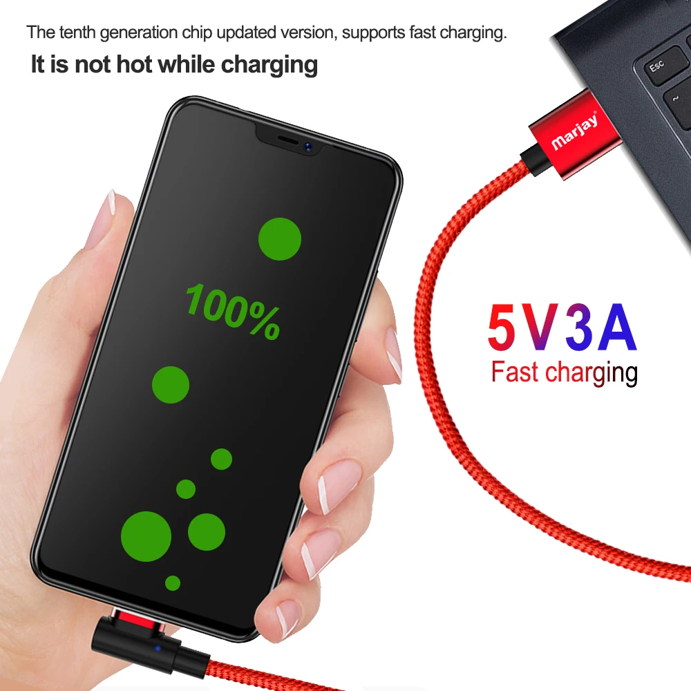 Marjay 90 градусов локоть Магнитный Micro USB быстрый заряд кабеля кабель для передачи