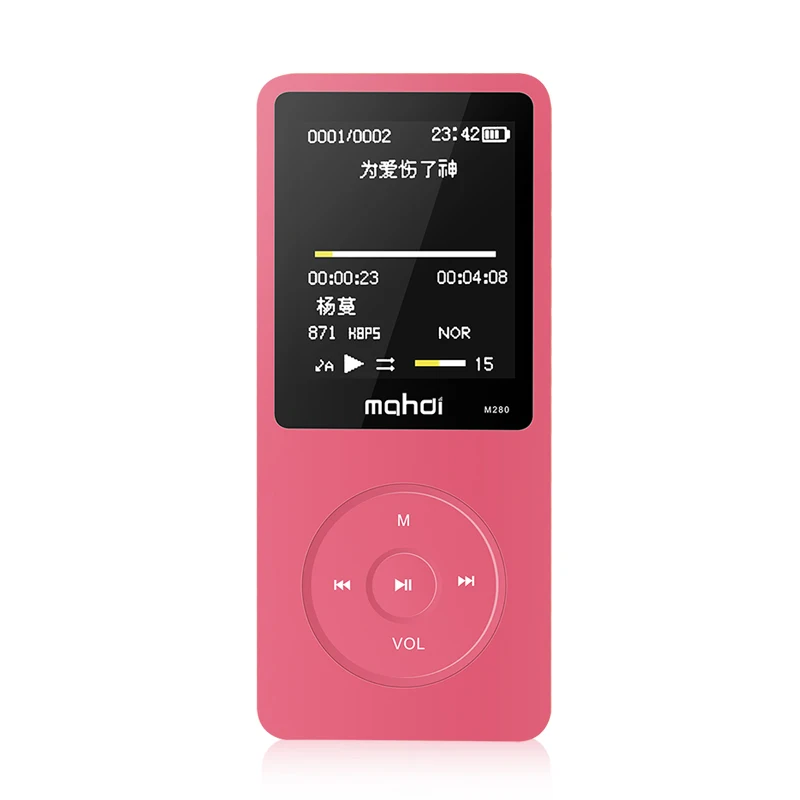 Красный Mahdi M280 Спортивный MP3 плеер, работающий портативный аудио Hi-Fi плеер, 8 ГБ, 1,8 дюйма, TFT экран, поддержка 128 ГБ, TF карта, FM радио, диктофон - Цвет: Красный