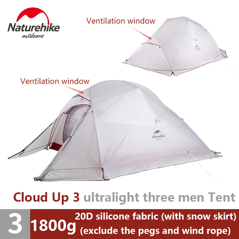 20D snow skirt-3 men Naturehike 1-2-3 человек обновленная Самостоятельная палатка Сверхлегкая 20D Кремниевая двухслойная палатка для кемпинга, походов, альпинизма, одна спальня - Цвет: 20D snow skirt-3 men