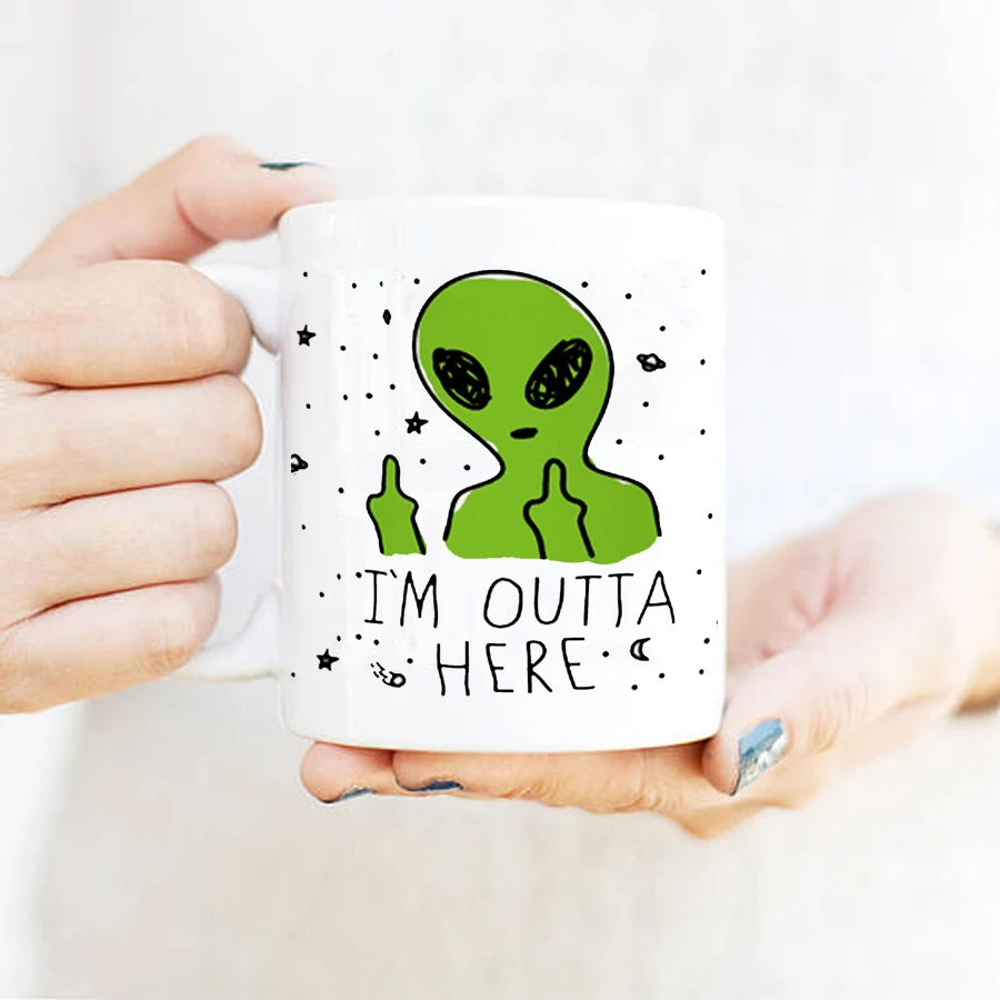 Керамическая кофейная кружка Good Vibes Only Alien White 11 унций|Кружки| |
