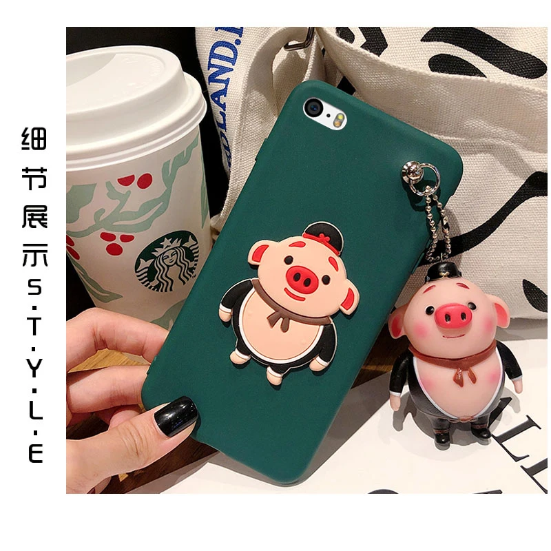 Чехол для iPhone X Красный новогодний чехол со Свинкой 5/5S/se 6 S мягкий 7/8 + ремешок