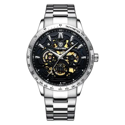 TEVISE часы мужские многофункциональные автоматические механические часы tourbillon полые водонепроницаемые спортивные деловые мужские часы 19New - Цвет: Черный