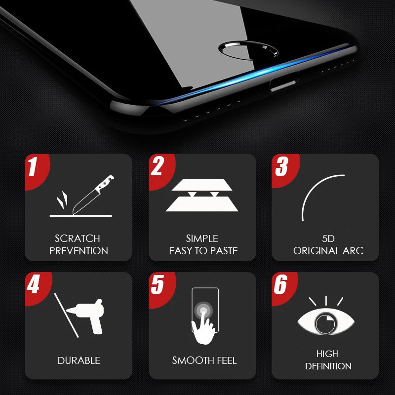 9D hd Full Cover Tempered Glass For iPhone 8 7 6 6s Plus Protection Film plus Xr Xs Max Screen Protector | Мобильные телефоны и