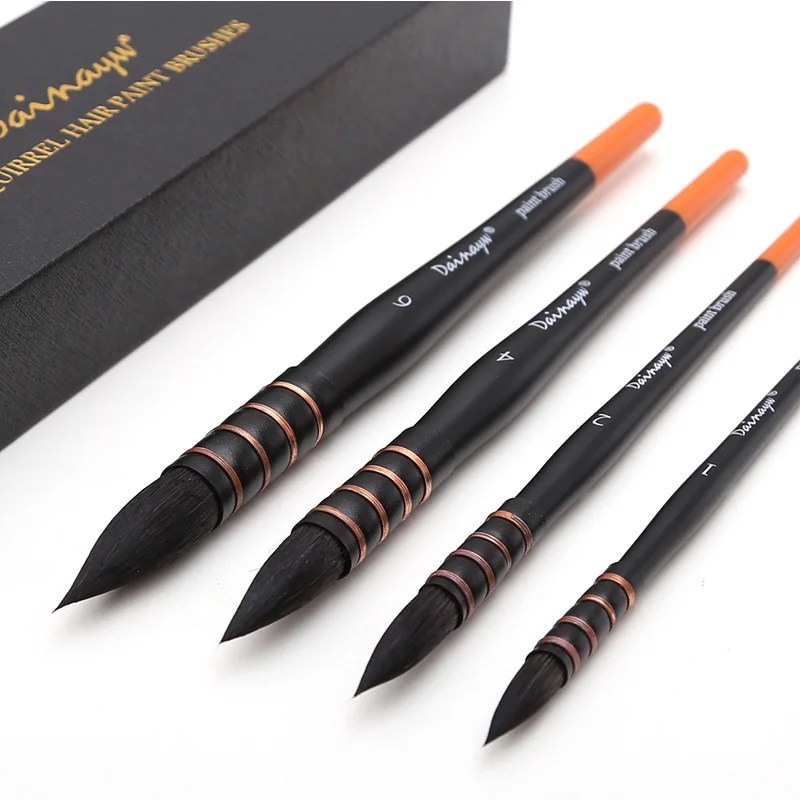 4 pcs set Dainayw 4 кисти, волосы белки и конский волос, художественные кисти для рисования, набор художественных акварельных кистей для гуаши, мытья швабры, художественная живопись - Цвет: 4 pcs set