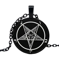 baphomet inverted pentagram star necklace black antelopes head demon religiou men lavey satanism occult metal pendant wholesale