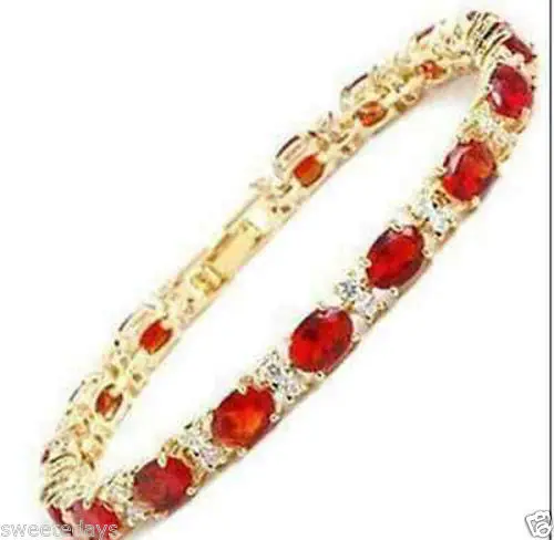 

Red Zircon Beads Crystal Link Clasp Bracelet 7.5" ^^@^GP SHIPPING 5.26 -Top quality free shipping