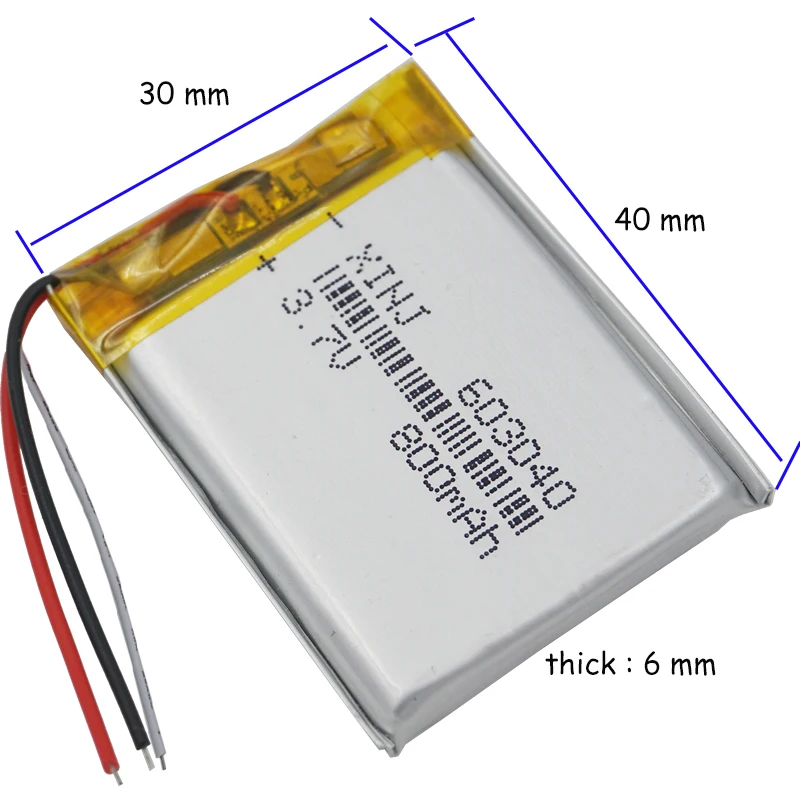 XINJ 3 7 V 800 mAh провода для термистор литий полимерный аккумулятор 603040 камеры