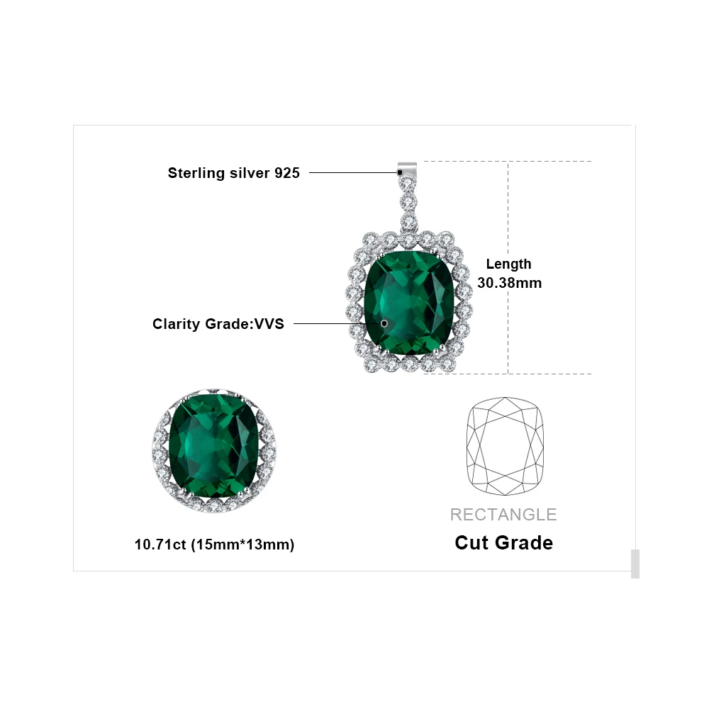 JewelryPalace Роскошные 11ct создан Изумрудный Подвески стерлингового серебра 925