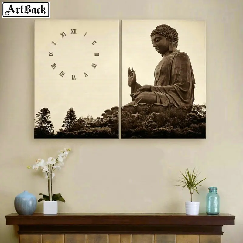 

5d diamond painting clock buddha pattern full square drill diamond mosaic artwork 3d round diamond embroidery 2pcs buddha