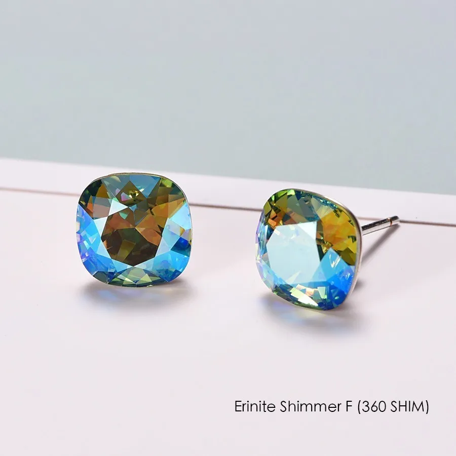 360 SHIM Crystals From Swarovski Stud Earrings For Women New Fashion Sterling silver Earrings Piercing Earring Elegant Wedding Jewelry - Окраска металла: 360 SHIM