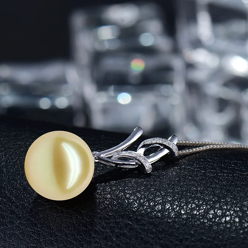 Настоящее 18 к белое золото 13ct пресноводный жемчуг кулон ожерелье Loverjewelry алмазные подвески для девочек