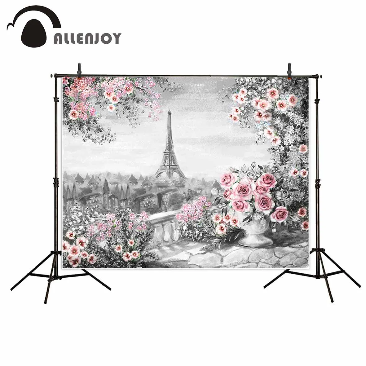 

Allenjoy фоны для фотостудии черно-белая картина Эйфелева реалистичный фон для новорожденных оригинальный дизайн фантастический реквизит