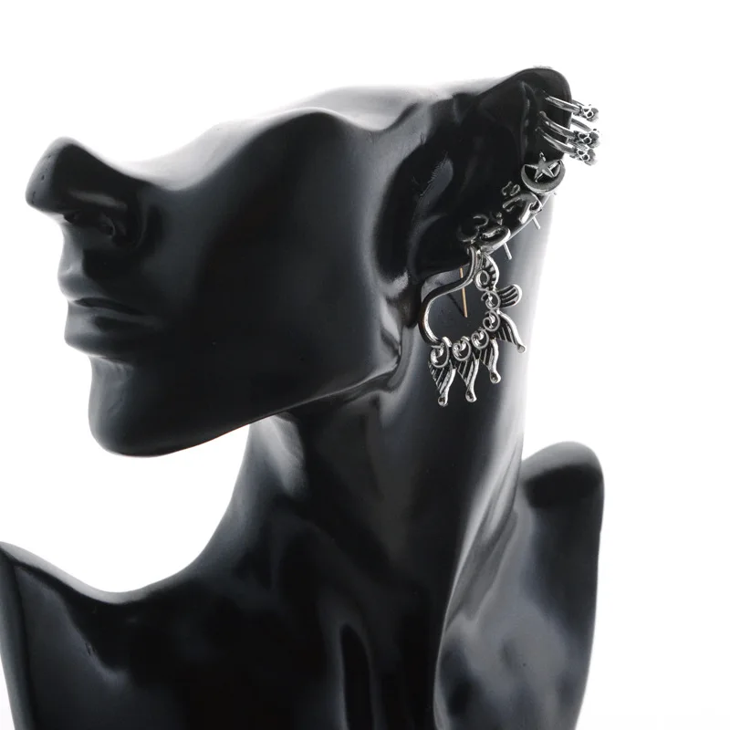 Новые серьги гвоздики в виде слона стиле панк с большим павлином Винтажный