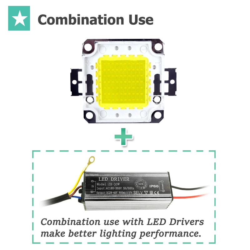 LED Lamp Chip 10W 20W 30W 50W 70W 100W DC 10V-32V Integrated chips SMD For Floodlight Spotlight Warm Cold White | Освещение