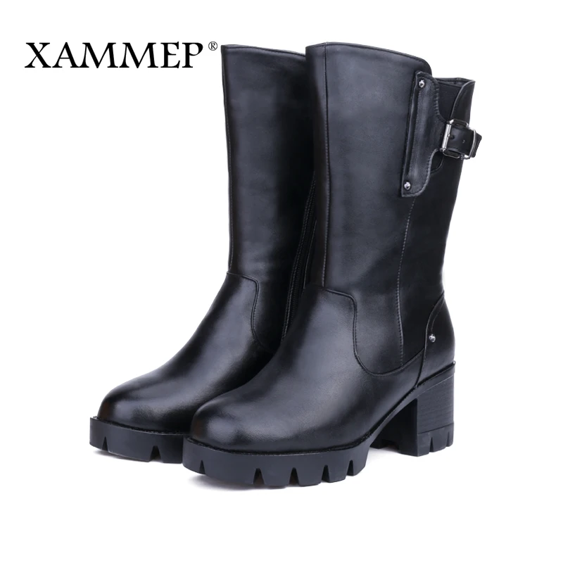 Женские зимние ботинки Xammep из натуральной кожи и шерсти женские высокого