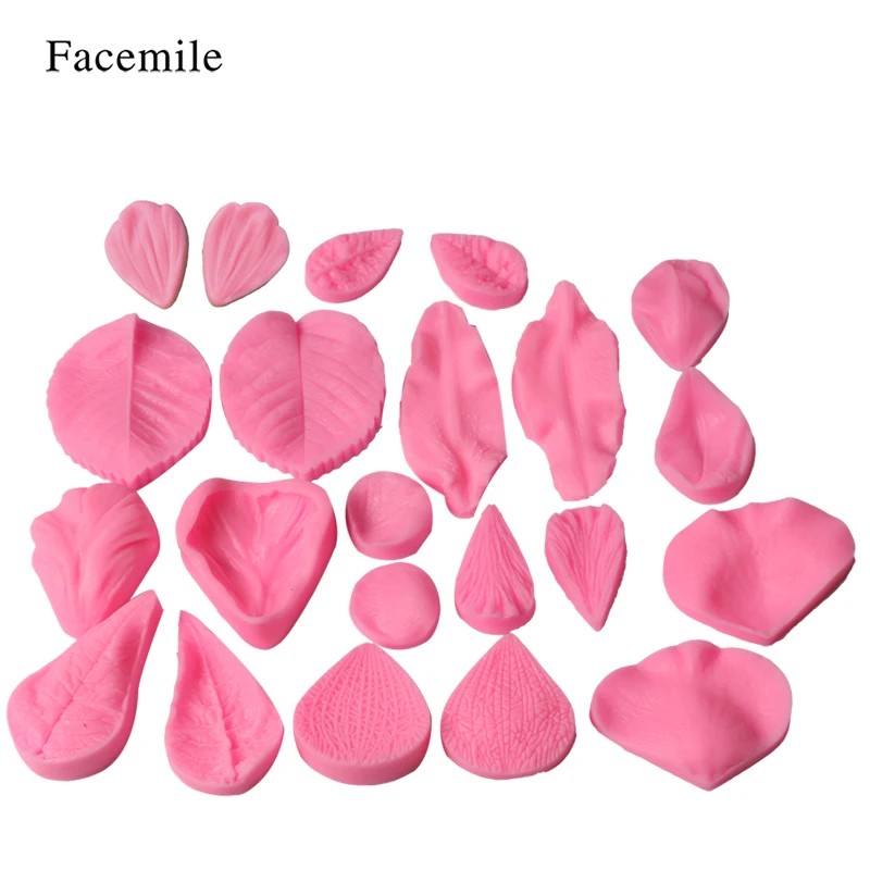 

Facemile 22PCS Silicone Petal Leaf Mold Flowers Fondant Mold Chocolate Gum Paste Mold Fondant Cake Broder Decorating Tools