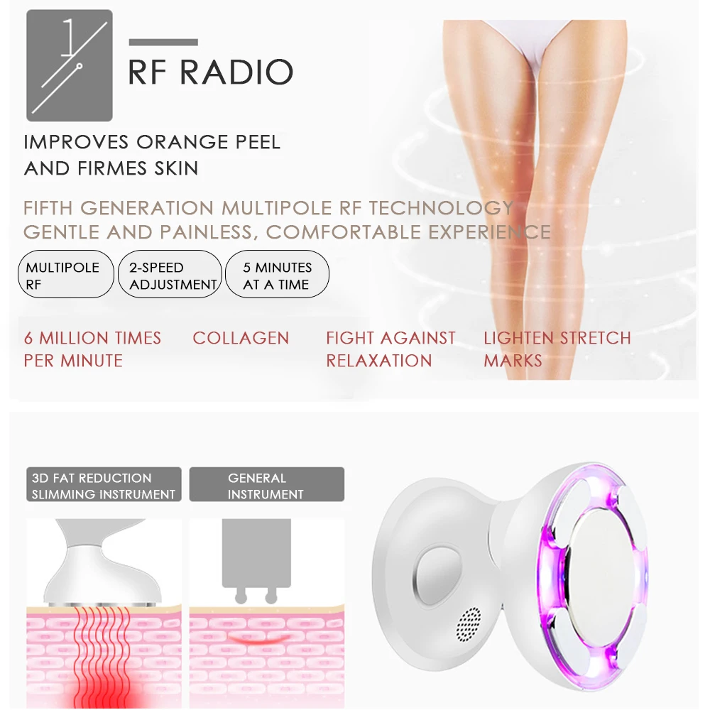 RF светодиодный ультразвуковой массажер для похудения кожи лифтинг