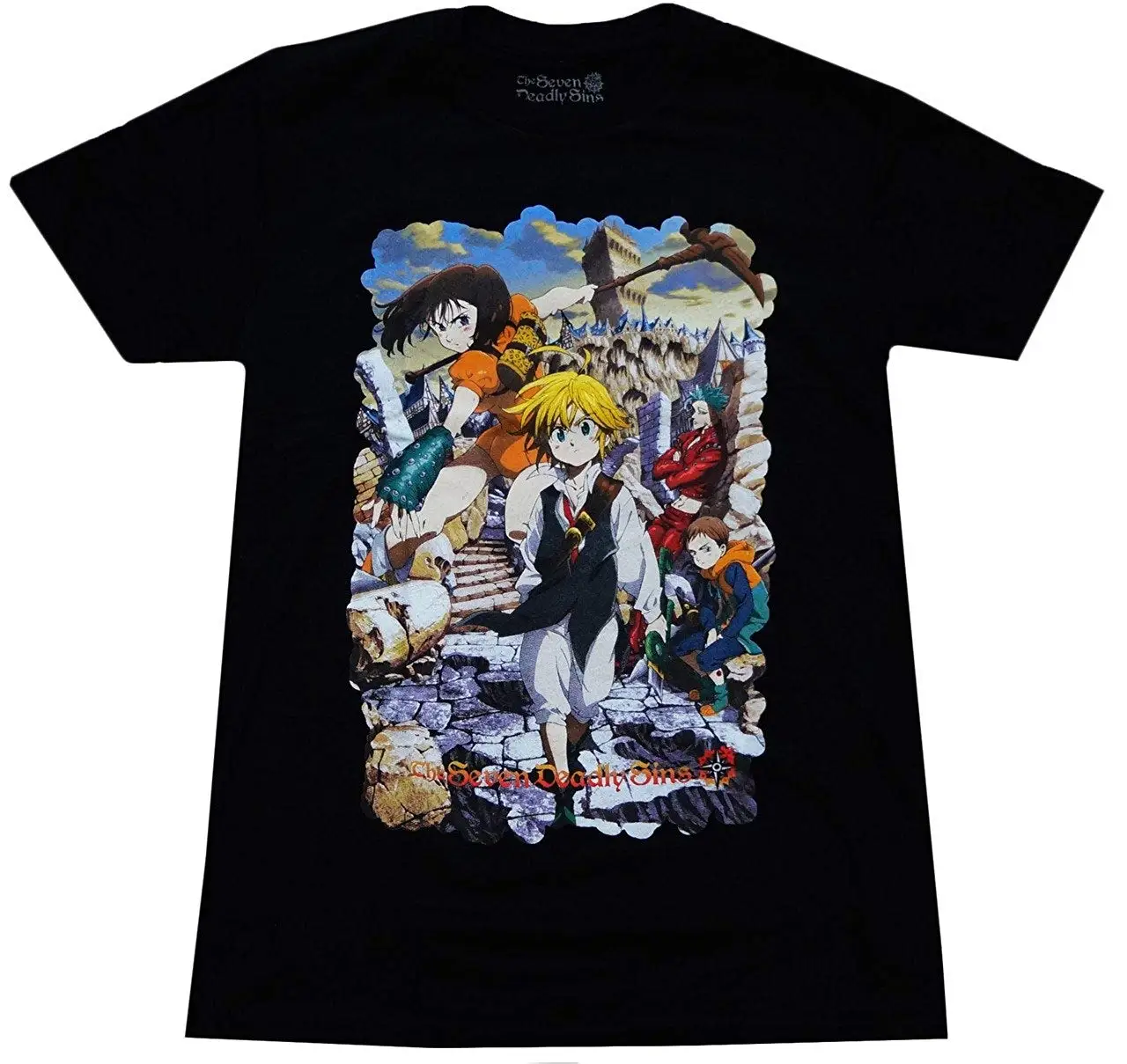 

Great Eastern Entertainment The Seven Deadly Sins Anime Men's Meliodas Key Visual Black T-Shirt Design T Shirt Men'S