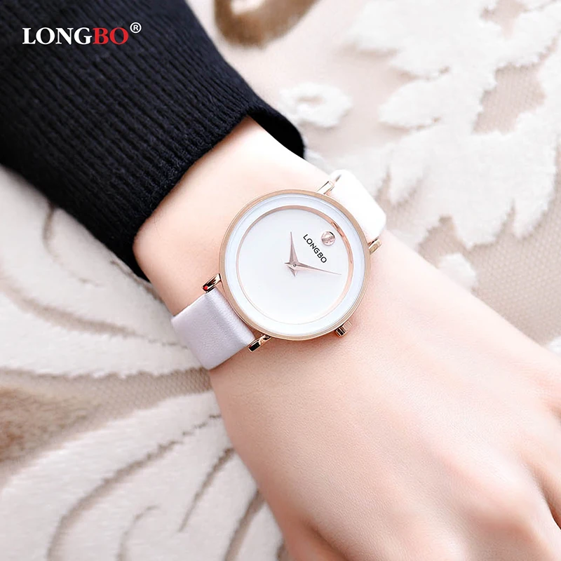 Reloj Mujer LONGBO простые женские часы модные кварцевые водонепроницаемый кожаный