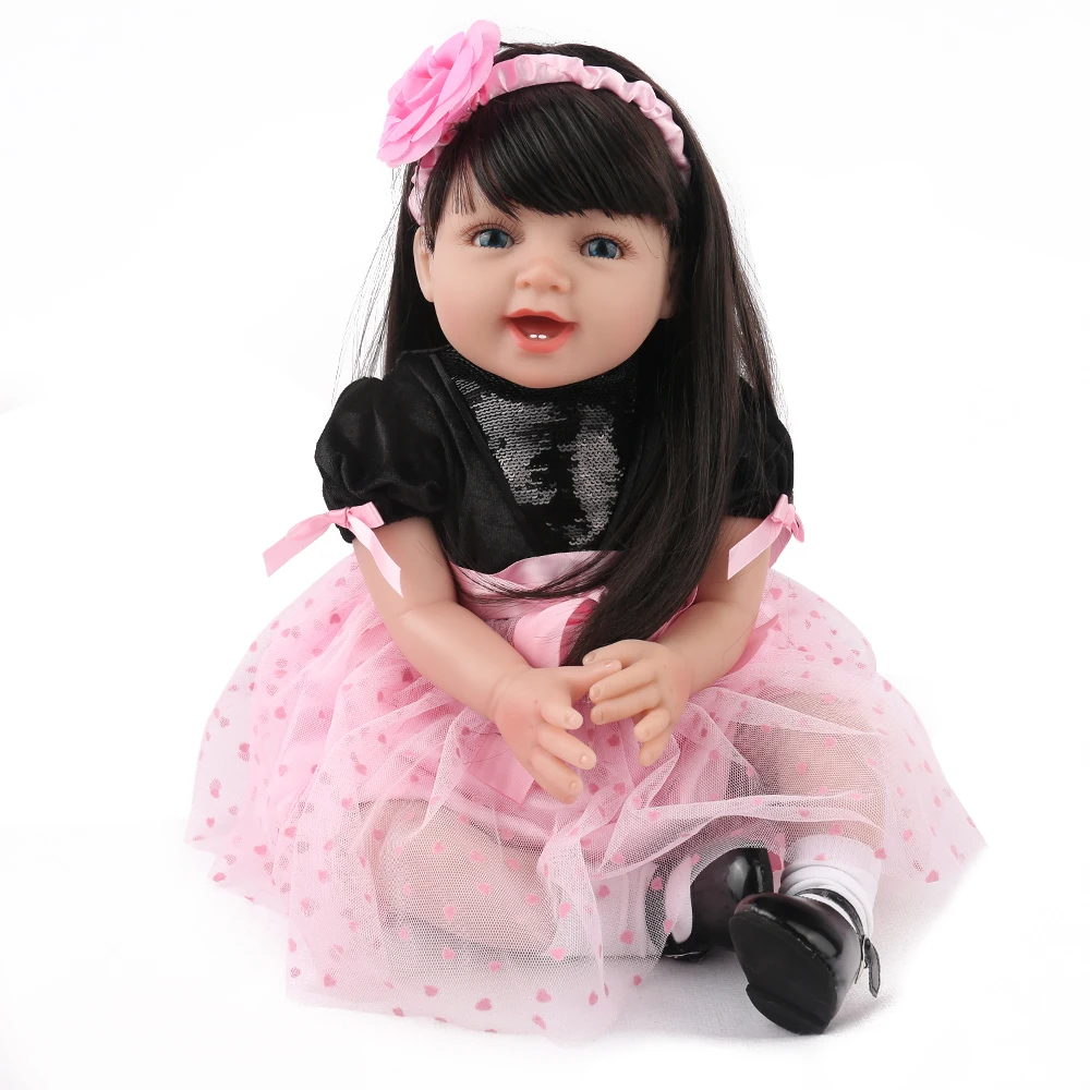 Кукла NPK reborn girl игрушки 22 дюйма 55 см коричневые длинные волосы принцесса винил baby